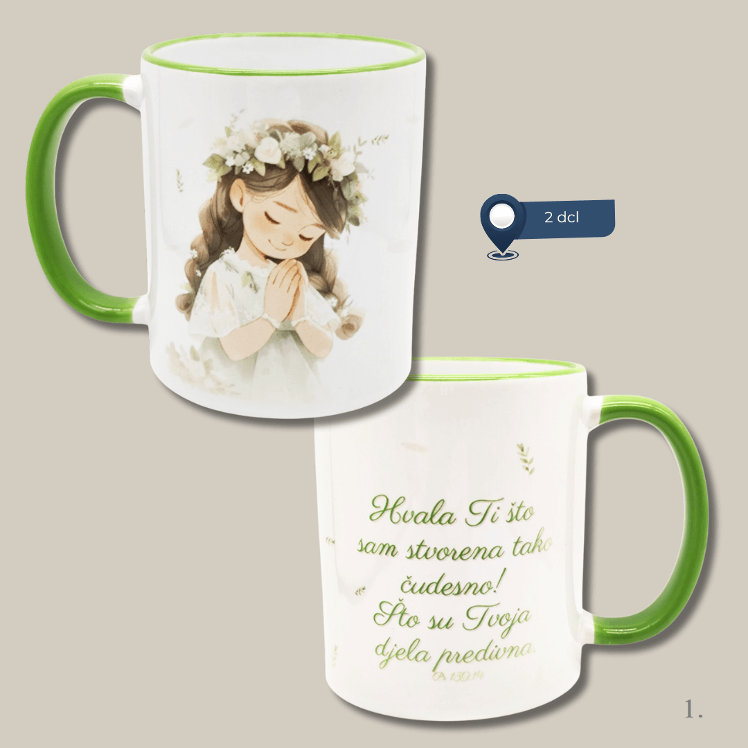 Personalizirana šalica s prigodnim motivom – poklon za Prvu Pričest ili Krizmu