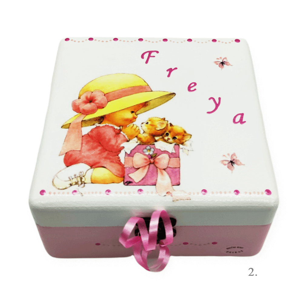 Kutija uspomena personalizirana imenom - poklon za rođenje, krštenje ili rođendan djeteta - 2. 16x16x10cm -165132