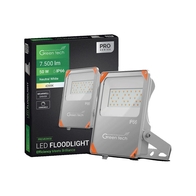Premium LED reflektor Green Tech, 50W, 150 lm/W, 4200K, IP66, Meanwell XLG