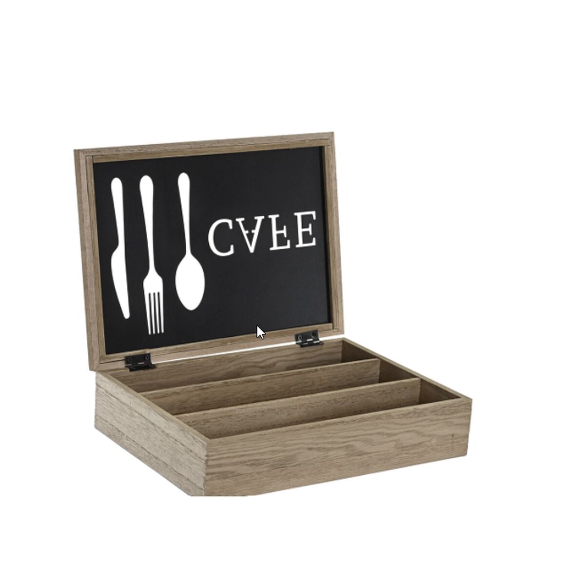 Organizator Pribora za Jelo DKD Home Decor Smeđa Crna Metal Drvo MDF Vintage 25 x 18 x 6 cm
