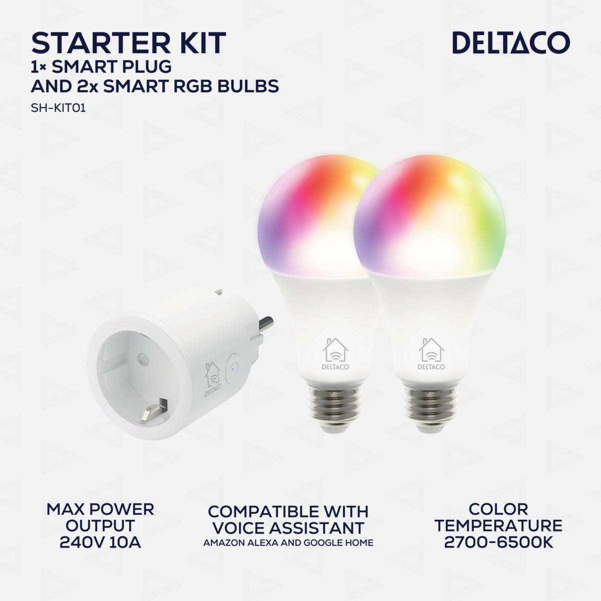 DELTACO SMART HOME Starter Kit 1 (2 Žarulje + 1 utičnica)