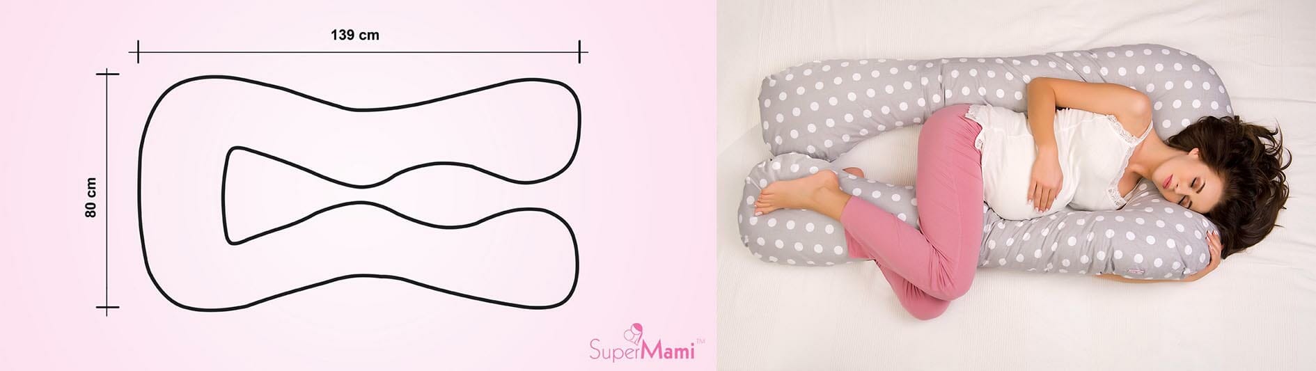 SuperMami Jastuk za dojenje tip 7, boja 121 sivi s uzorkom