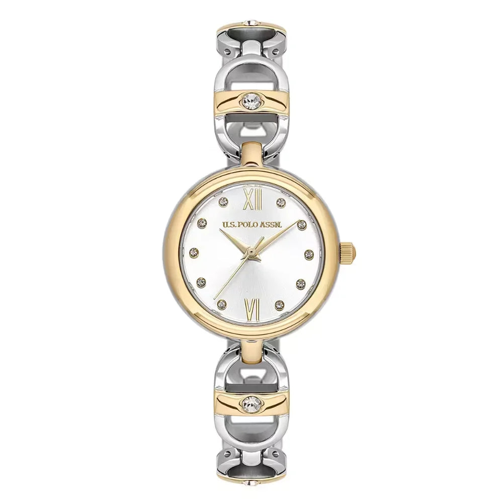 RUČNI SAT U.S.POLO ASSN. USPA2182 - Brojčanik srebrna, remen zlatna - srebrna