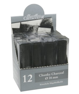 Umjetnički ugljen Cretacolor chunky charcoal promjer 18mm dužina 80mm 12 kom u kartonskoj kutiji