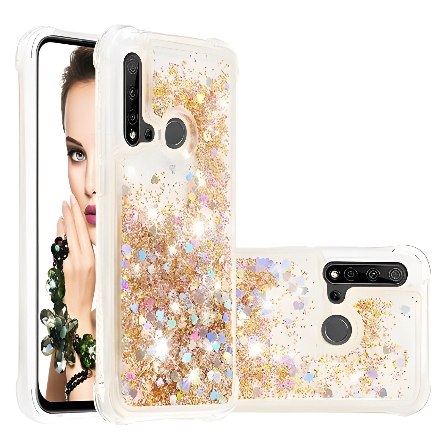 Futrola s tekućim šljokicama za Huawei P20 Lite 2019 - Zlatna KP19442