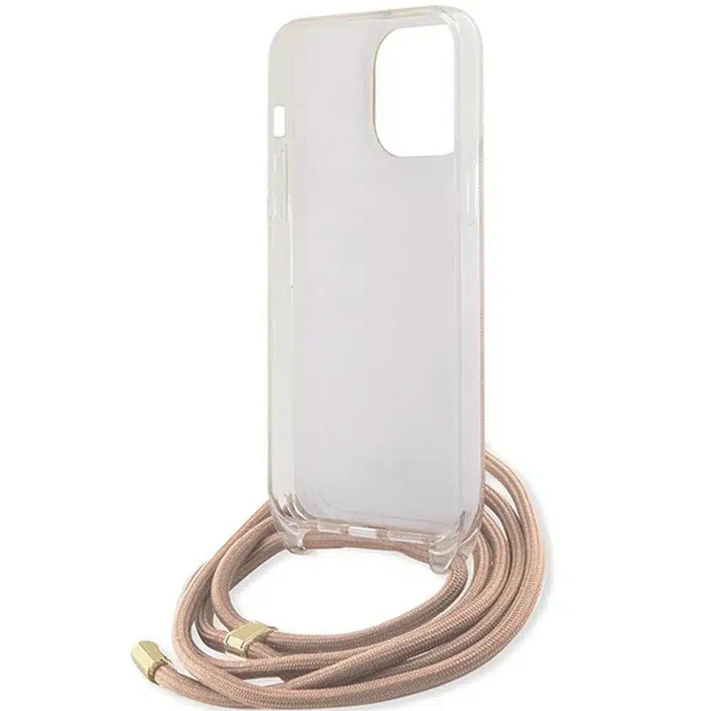 Originalna GUESS Hardcase GUHCP15LHC4SEP torbica za iPhone 15 Pro (Crossbody Cord 4G Print / pink)