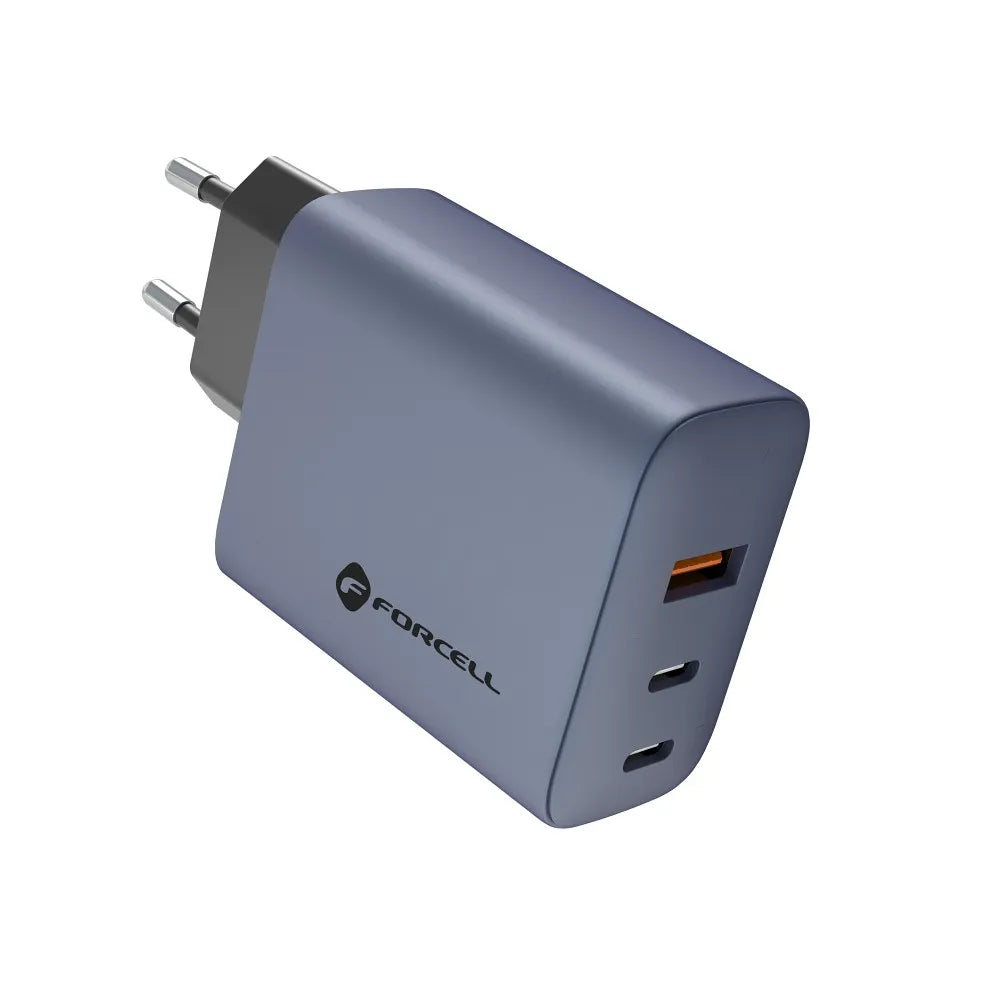Forcell F-Energy GaN mrežni punjač - 65 W s priključcima: 2x USB C i USB A s PD i QC 4.0 punjenjem