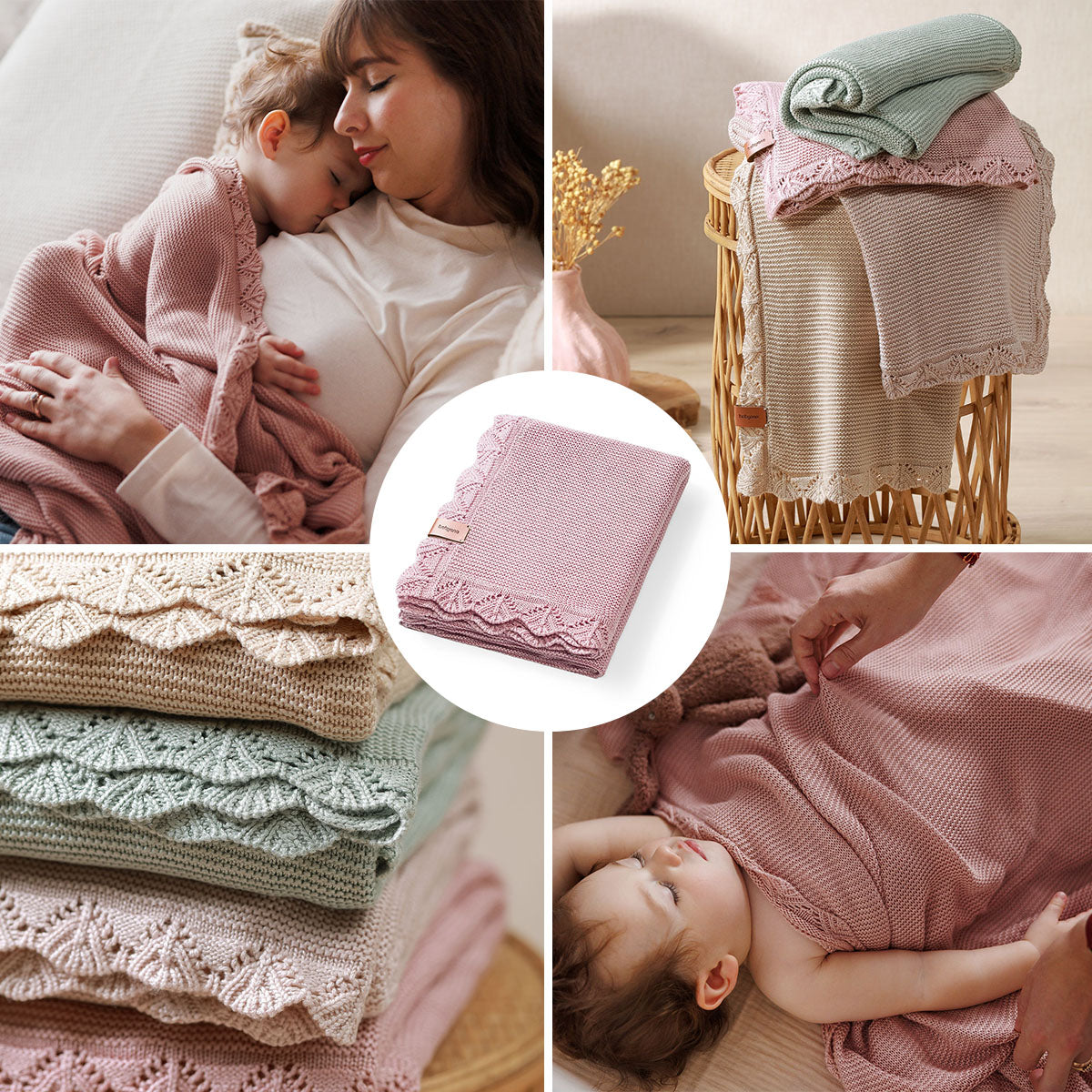 BabyOno Pletena bambus dekica s volanom 75x100 cm, bež