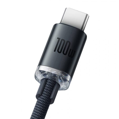 BASEUS CRYSTAL KABEL USB NA USB-C, 100W, 1.2M (CRNI)