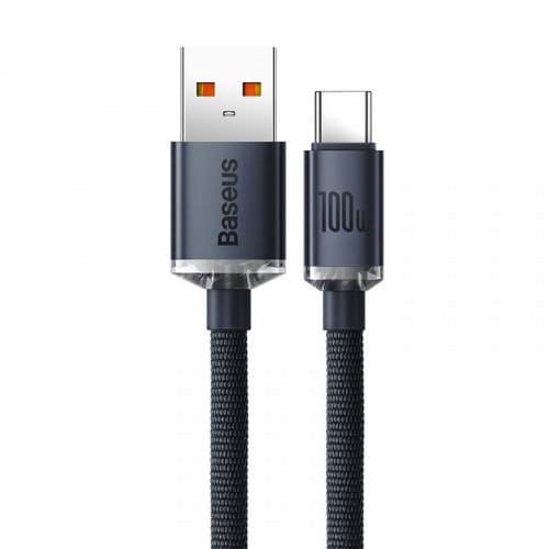 BASEUS CRYSTAL KABEL USB NA USB-C, 100W, 1.2M (CRNI)