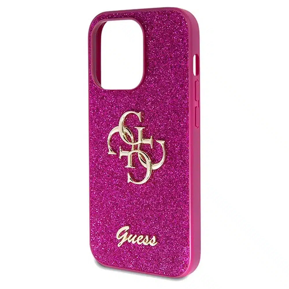 Originalna GUESS Hardcase GUHCP15LHG4SGU torbica za iPhone 15 Pro (Fixed Glitter Big 4G / ljubičasta)