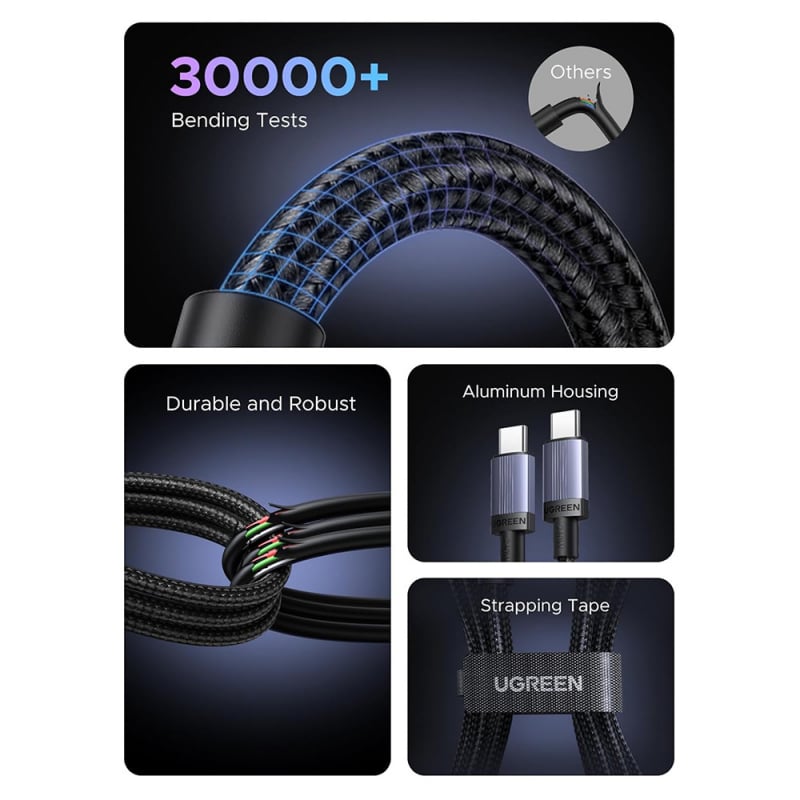 USB-C na USB-C kabel UGREEN L532- 240 W - 2 m- sivi