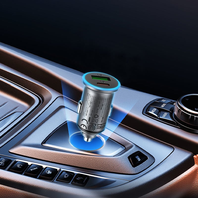 Auto punjač Acefast 65W 3.25A 1 X USB-A - 1 x USB-C sivi