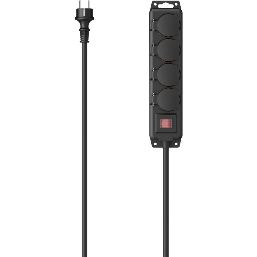 Hama 00223064 produžni kabel 4 m 4 utičnice naizmjenične struje Vanjski Crno