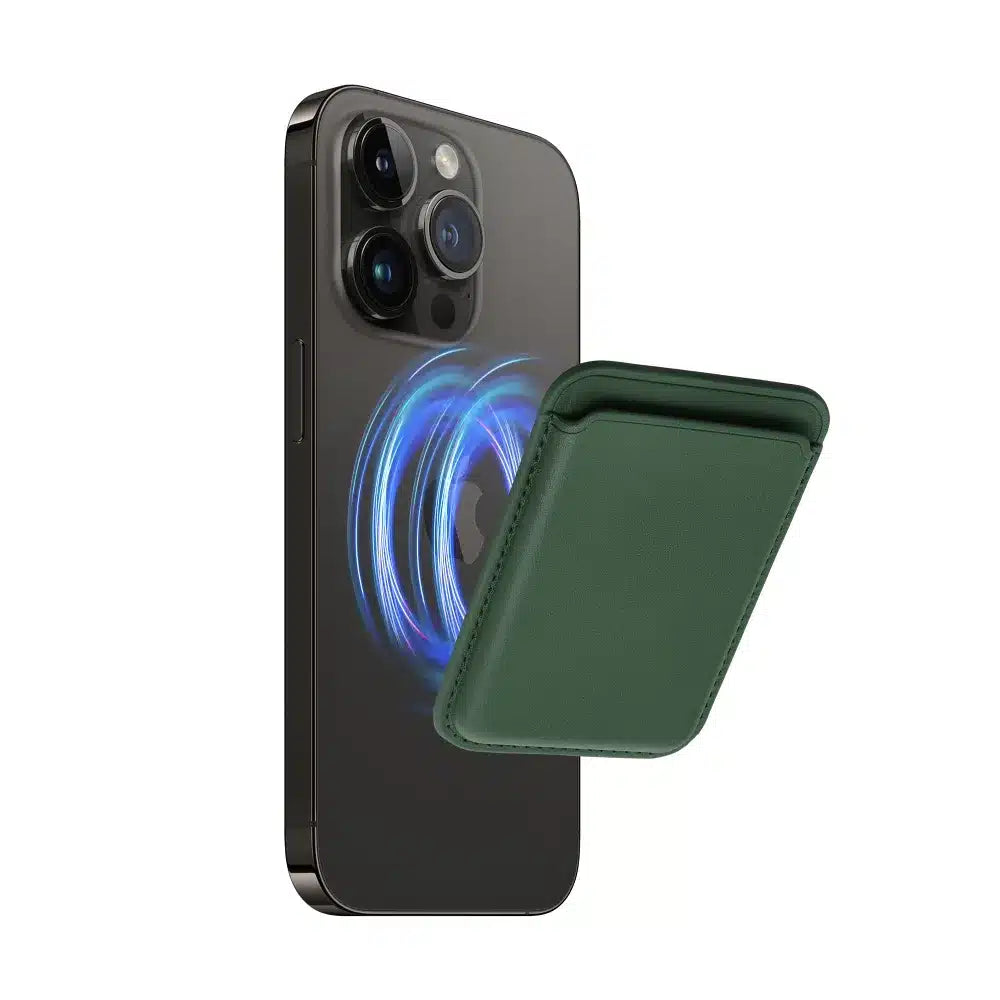 Kožni Mag Wallet magnetni novčanik tamno zelene boje
