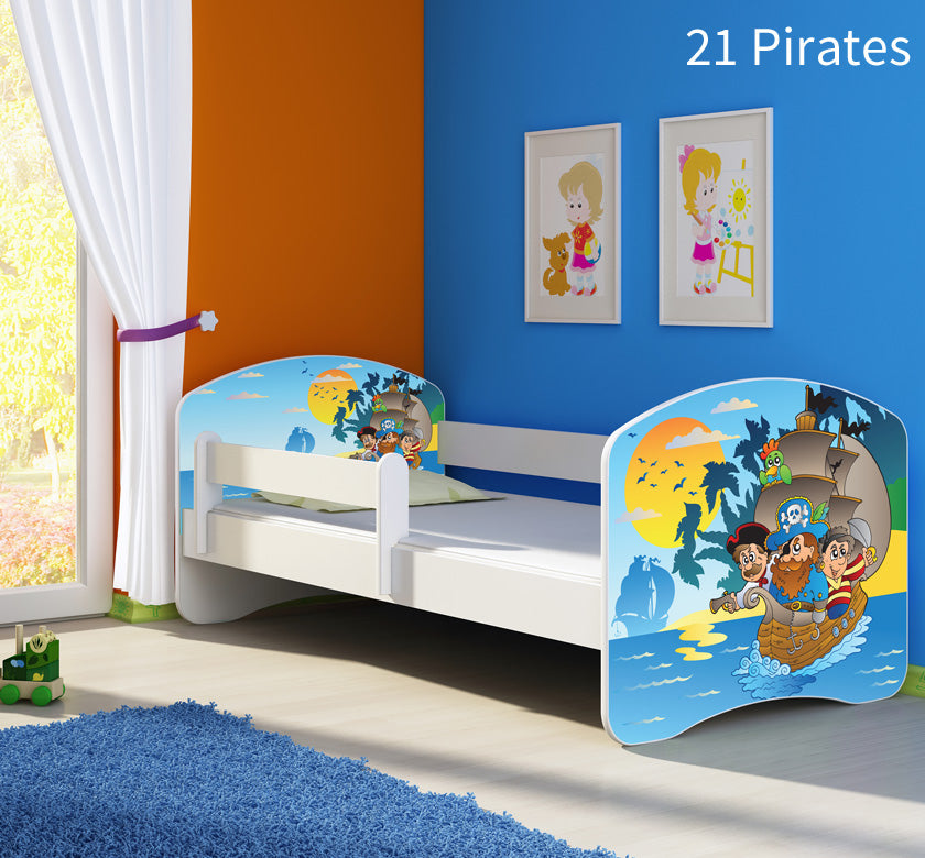 Dječji krevet ACMA s motivom, bočna bijela 160x80 cm 21 Pirates