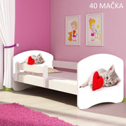 Dječji krevet ACMA s motivom, bočna bijela 180x80 cm 40 Mačka