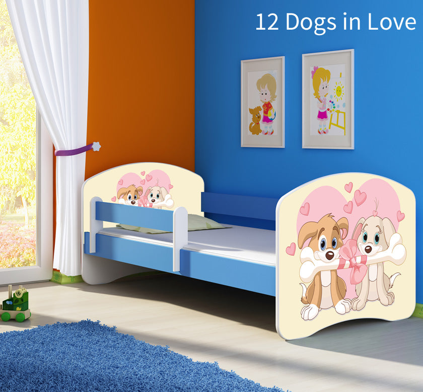 Dječji krevet ACMA s motivom, bočna plava 180x80 cm 12 Dogs in Love