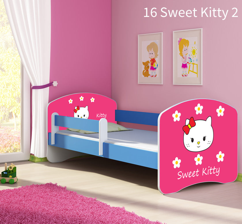 Dječji krevet ACMA s motivom, bočna plava 180x80 cm 16 Sweet Kitty 2