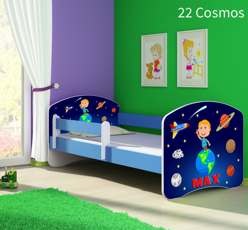 Dječji krevet ACMA s motivom, bočna plava 180x80 cm 22 Cosmos