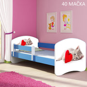 Dječji krevet ACMA s motivom, bočna plava 180x80 cm 40 Mačka