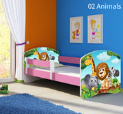 Dječji krevet ACMA s motivom, bočna roza 180x80 cm 02 Animals