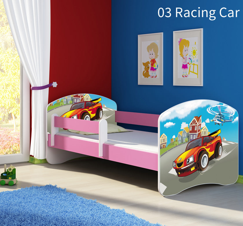 Dječji krevet ACMA s motivom, bočna roza 140x70 cm 03 Racing Car