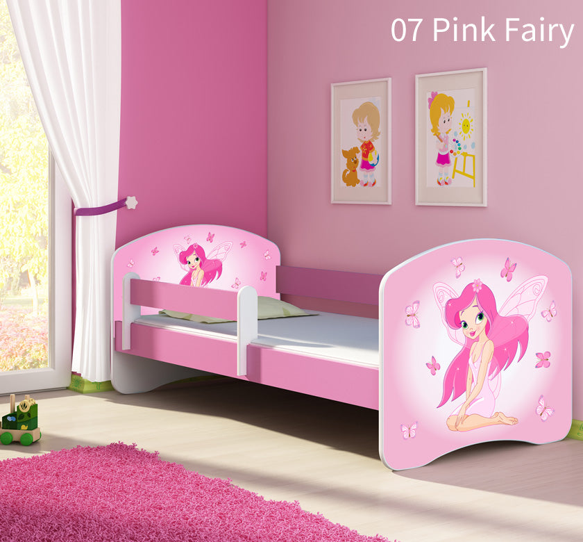 Dječji krevet ACMA s motivom, bočna roza 140x70 cm 07 Pink Fairy