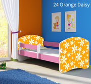 Dječji krevet ACMA s motivom, bočna roza 160x80 cm 24 Orange Daisy