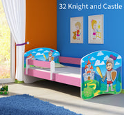 Dječji krevet ACMA s motivom, bočna roza 180x80 cm 32 Knight