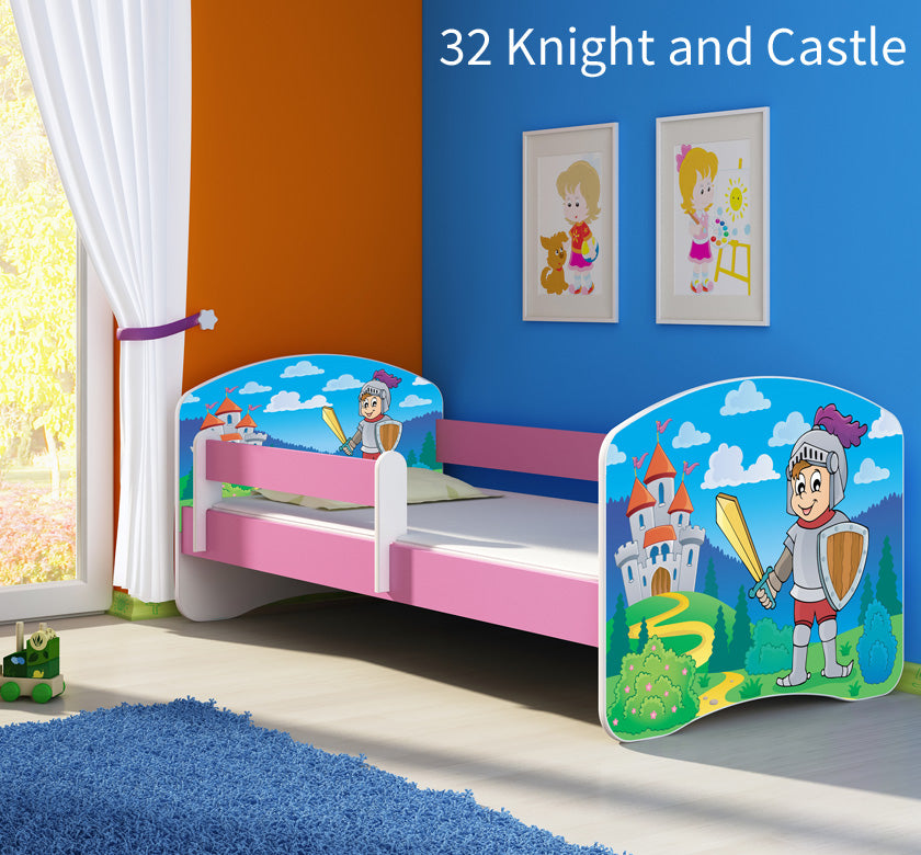 Dječji krevet ACMA s motivom, bočna roza 180x80 cm 32 Knight