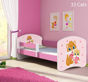 Dječji krevet ACMA s motivom, bočna roza 180x80 cm 33 Cats