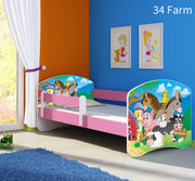 Dječji krevet ACMA s motivom, bočna roza 160x80 cm 34 Farm