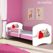 Dječji krevet ACMA s motivom, bočna roza 180x80 cm 40 Mačka
