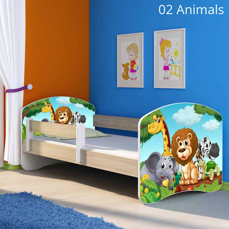 Dječji krevet ACMA s motivom, bočna sonoma 160x80 cm 02 Animals