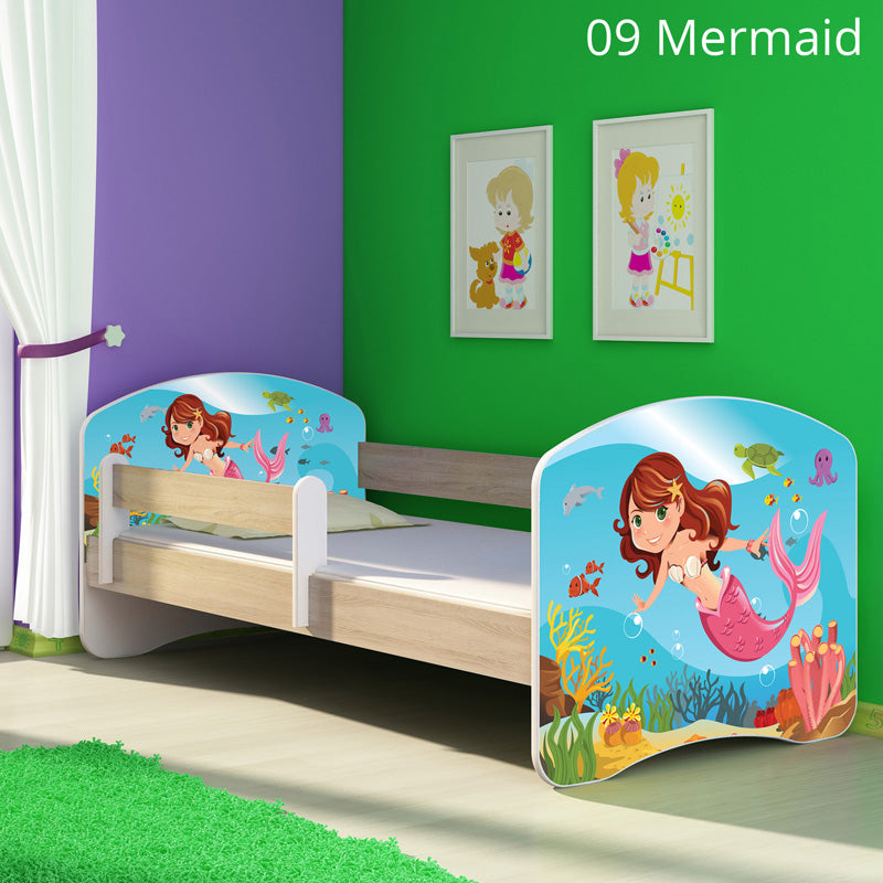 Dječji krevet ACMA s motivom, bočna sonoma 180x80 cm 09 Mermaid