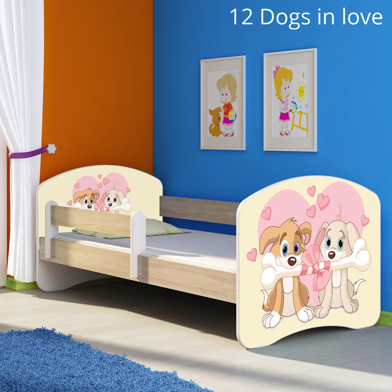 Dječji krevet ACMA s motivom, bočna sonoma 180x80 cm 12 Dogs in Love