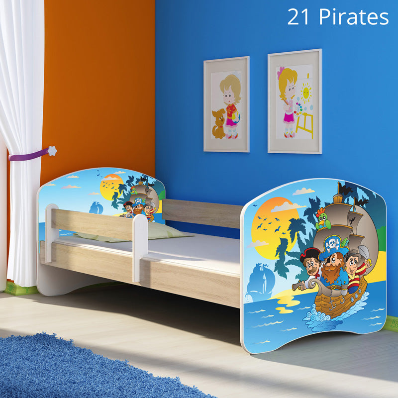 Dječji krevet ACMA s motivom, bočna sonoma 140x70 cm 21 Pirates