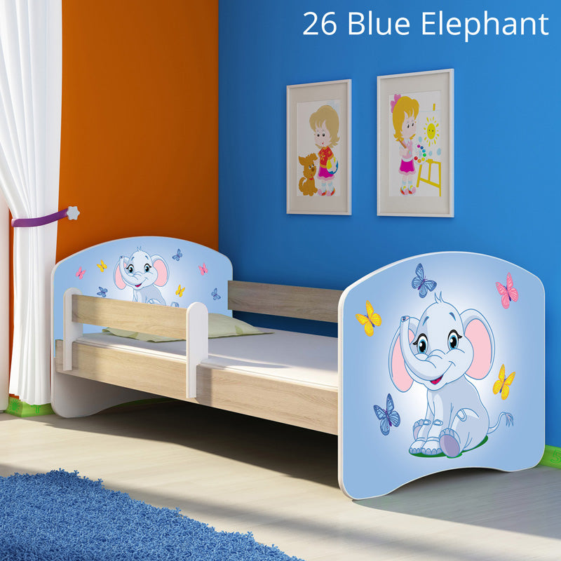 Dječji krevet ACMA s motivom, bočna sonoma 180x80 cm 26 Blue Elephant