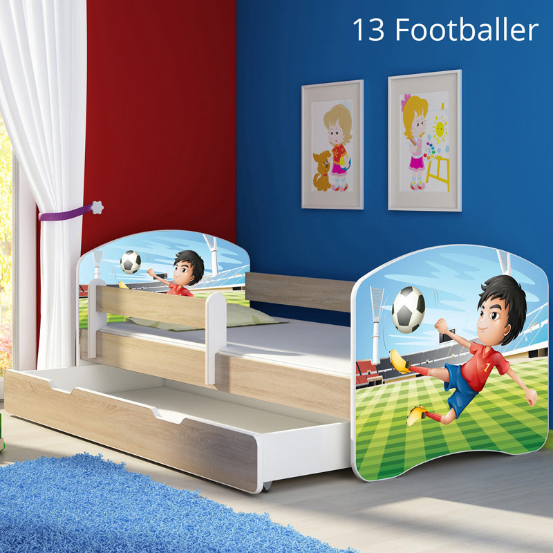 Dječji krevet ACMA s motivom, bočna sonoma + ladica 180x80 cm 13 Footballer