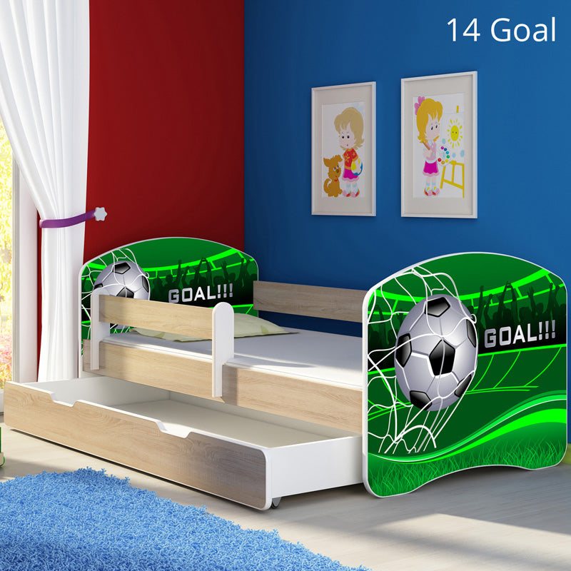 Dječji krevet ACMA s motivom, bočna sonoma + ladica 160x80 cm 14 Goal