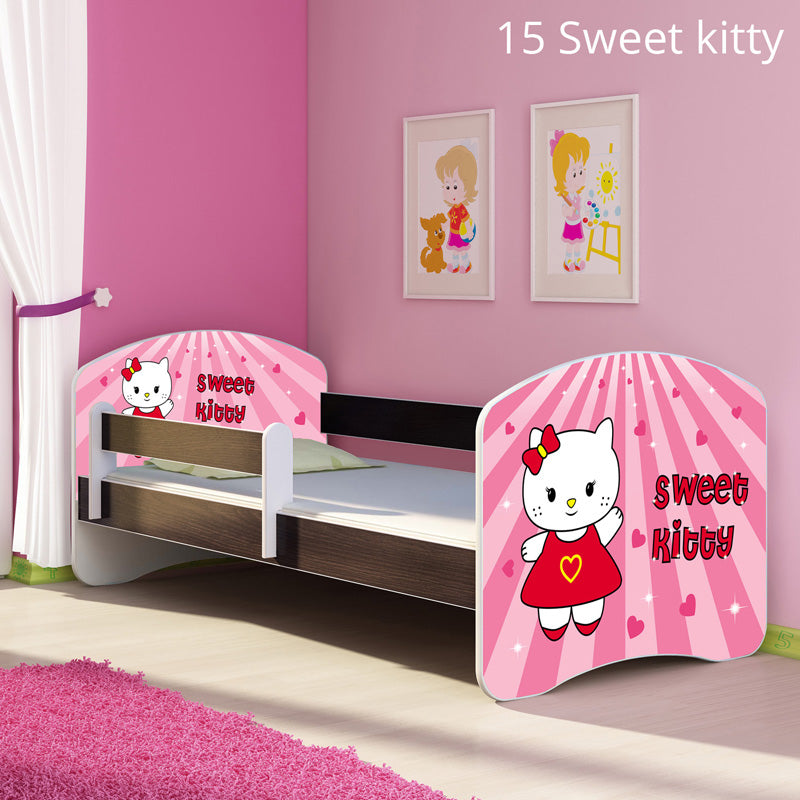 Dječji krevet ACMA s motivom, bočna wenge 180x80 cm 15 Sweet Kitty
