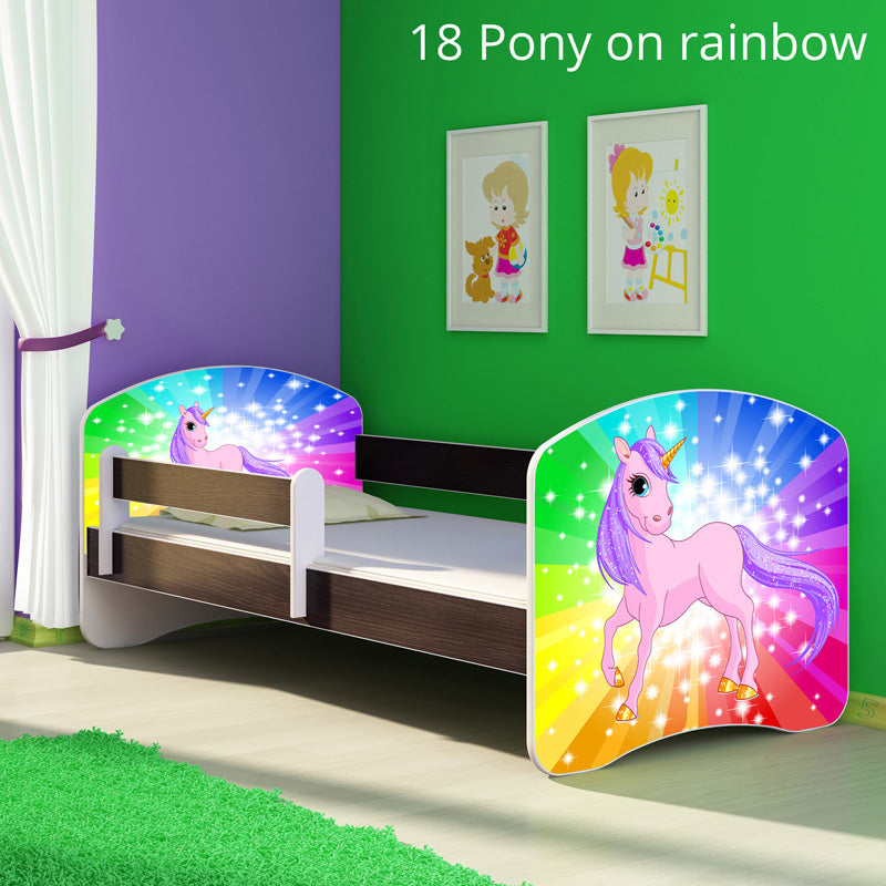 Dječji krevet ACMA s motivom, bočna wenge 160x80 cm 18 Pony on a rainbow