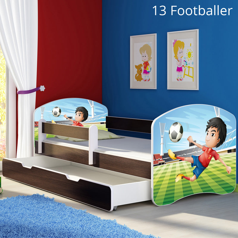 Dječji krevet ACMA s motivom, bočna wenge + ladica 140x70 cm 13 Footballer