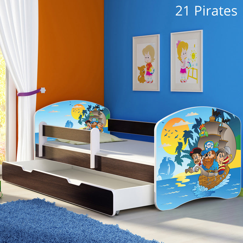 Dječji krevet ACMA s motivom, bočna wenge + ladica 160x80 cm 21 Pirates