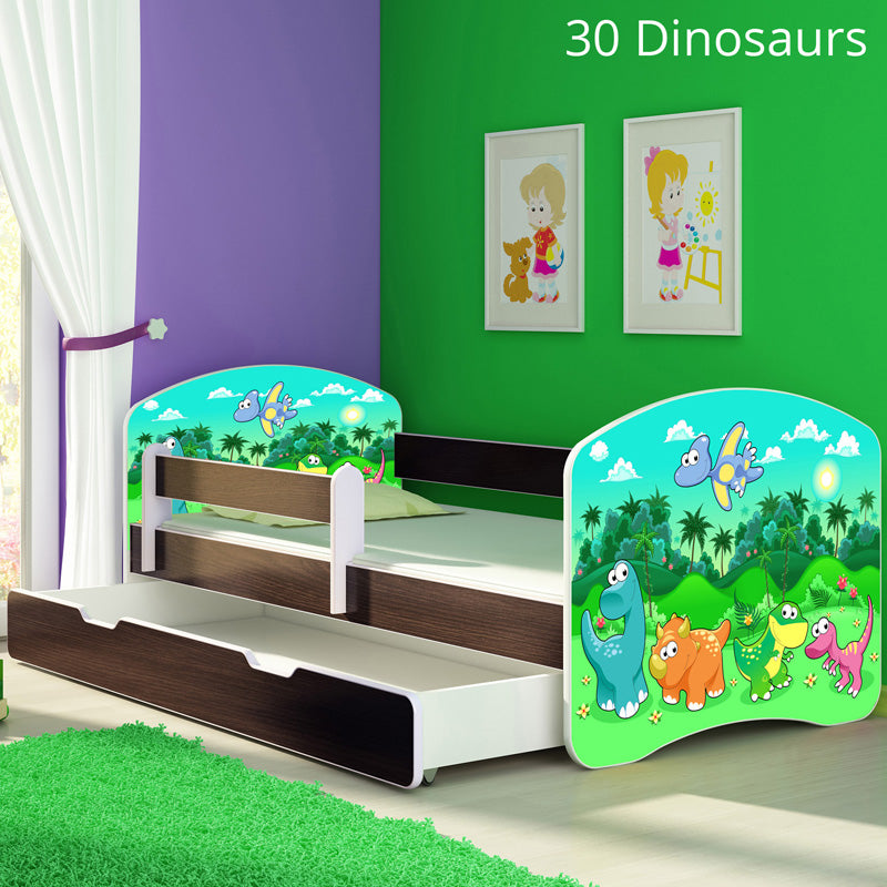 Dječji krevet ACMA s motivom, bočna wenge + ladica 180x80 cm 30 Dinosaurs