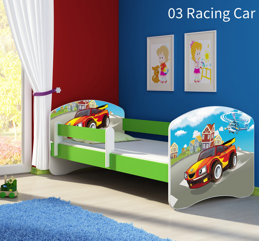 Dječji krevet ACMA s motivom, bočna zelena 140x70 cm 03 Racing Car