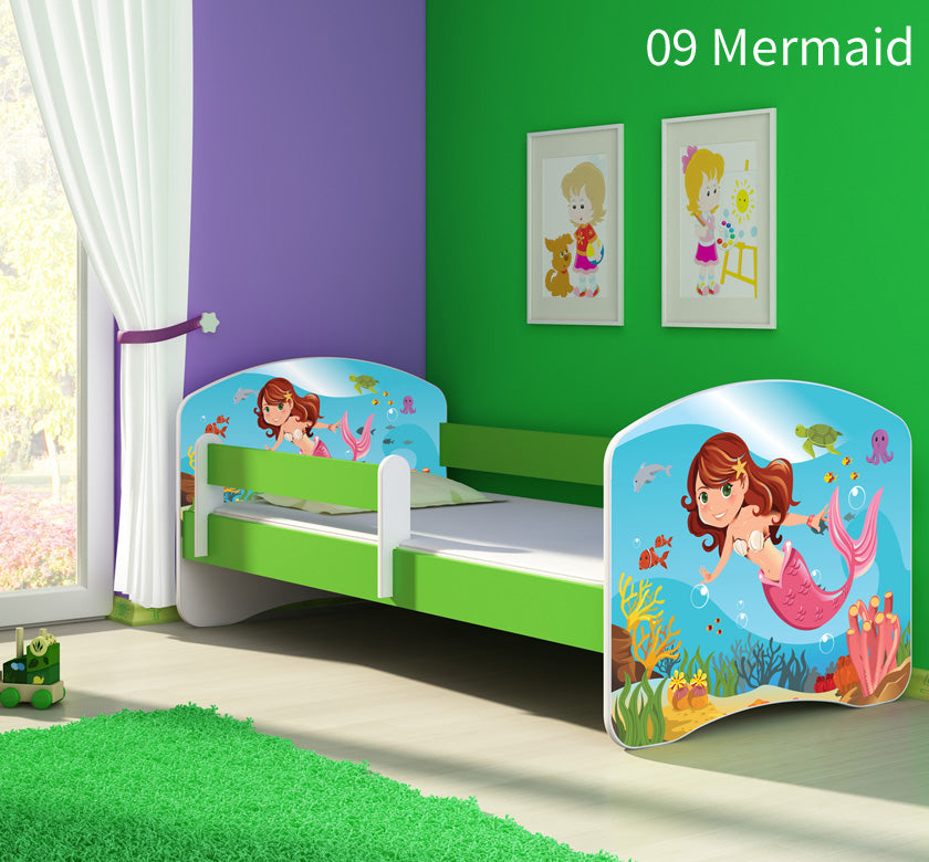 Dječji krevet ACMA s motivom, bočna zelena 180x80 cm 09 Mermaid