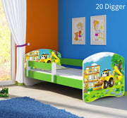 Dječji krevet ACMA s motivom, bočna zelena 180x80 cm 20 Digger
