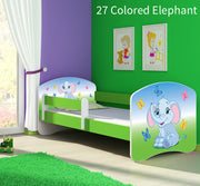 Dječji krevet ACMA s motivom, bočna zelena 160x80 cm 27 Colored Elephant